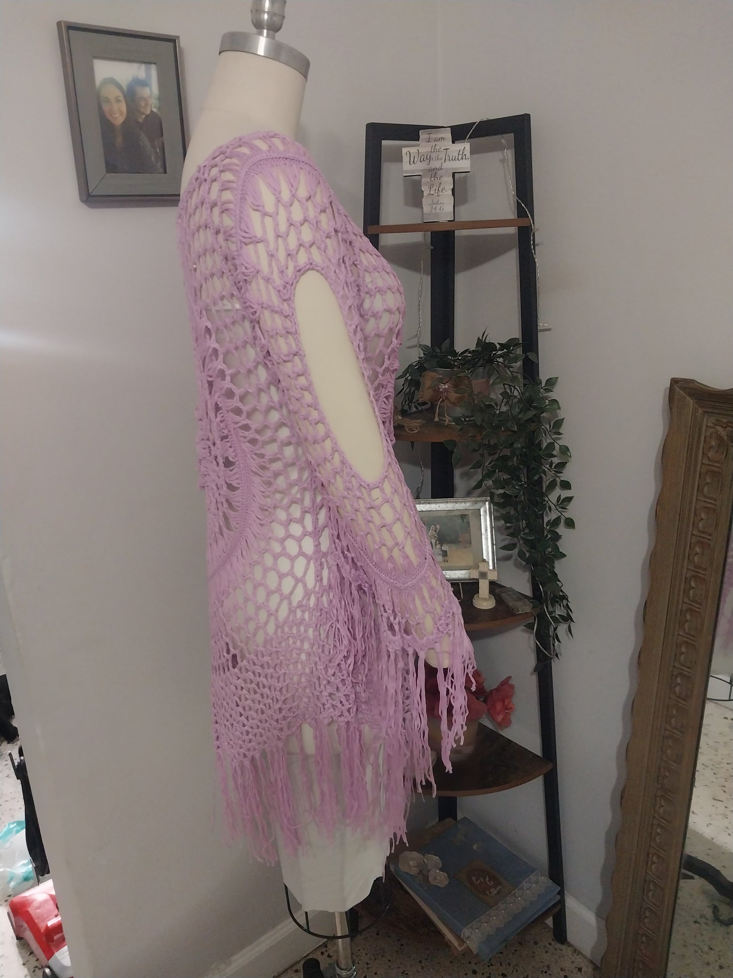 Crochet Swimsuit Coverup in Lilac