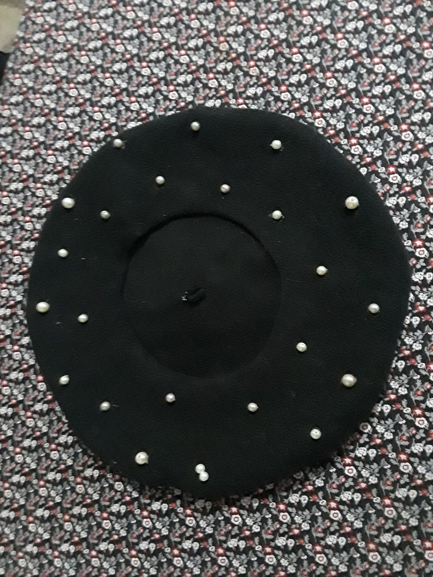 Pink Pearl Embellished Beret- Black Peal Embellished Beret