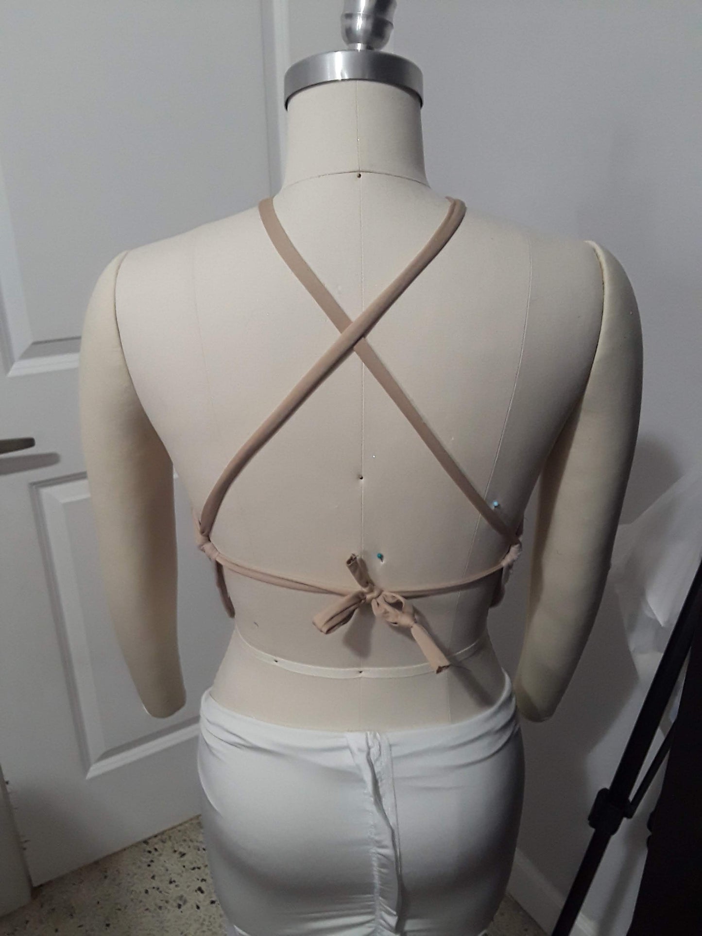 Nude Colored Embellished Top- Diamond Cut 90s inspired Top